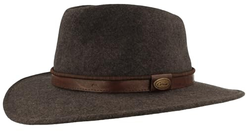 Breiter Rollbarer Outdoor Filzhut Trekkinghut 100% Wolle Wasserabweisend Hut faltbar Ledergarnitur Grau 60