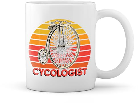 Cycologist Penny Biker Bicycle Lover Art Weiße Tasse Mug