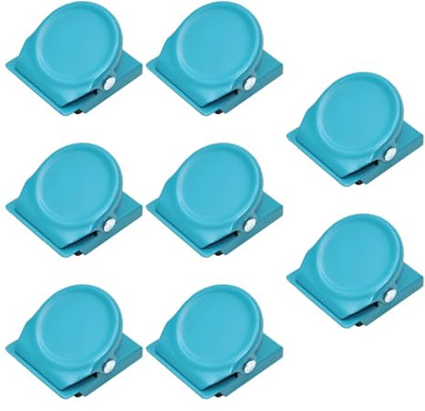 Magnetic Clips, 8Pcs Whiteboard Fridge Strong Magnets Clips for House Kitchen Office School Supplies - Light Blue