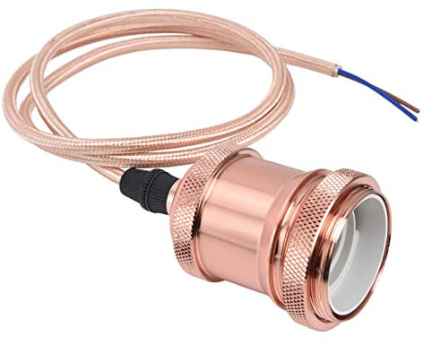 Tbest Lampenfassungen, E27-Lampenfassung mit Kordel, Vintage-Pendelleuchte, Fassung für Schlafzimmer, 0-240 V (Roségold)