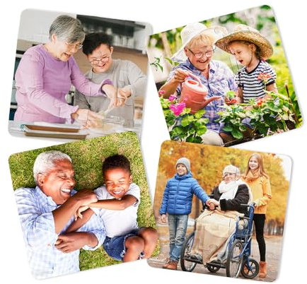 Miniland 4er-Puzzle mit Bildern von Großeltern in diversen Familien. Set mit 4 Puzzles. Werte Lernen. Ab 2 Jahre.