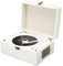 Vintage CD Player with Bluetooth, Portable Retro Suitcase CD Record Player Built in Dual Speakers, Support AUX USB 3.5mm Headphone Jack, for Girls Boys (White)