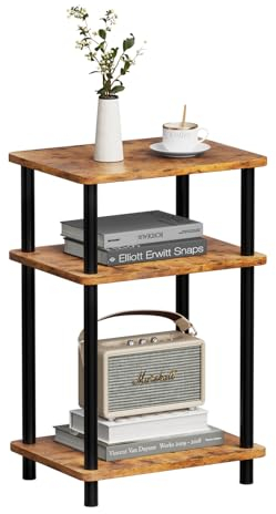APICIZON 3 Tier Beistelltisch Schmal, Nachttisch Holz, Tisch Klein, 40x30x61.5cm, Kleiner Beistelltische fürs Wohnzimmer, Schlafzimmer, Balkon, Arbeitszimmer, Beistelltisch Braun
