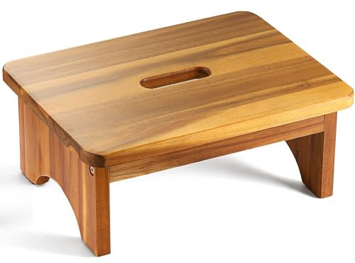 FANATU Holz-Tritthocker, 16,5 cm, einstufiger Hocker für Erwachsene, aus Holz mit 250 kg Tragkraft, strapazierfähig, tragbar, rutschfest, langlebige Konstruktion, sichere Trittfläche für