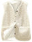 Joligiao Teddy Fleece Weste Damen Herbst Winter Warm Ärmellos Westen Casual Plüsch Weste Kurz Einfarbig V-Ausschnitt Knöpfen Fleeceweste Einfarbig Plüschweste Teddyweste Outwear Thermowest(Beige,S)