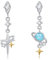 PARYFO Milchstraße Stern Ohrringe 925 Sterling Silber Blau Opal Milchstraße Stern Tropfen Ohrringe Planet Schmuck Geschenke für Frauen Mädchen Tochter