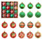 16 Stück Weihnachtskugeln Set, Wetterfeste Kunststoff Weihnachtsbaumschmuck, Grün Glitter, für Festival Dekore, Home Decor, Traditionelles Thema Rot