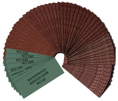 Schleifpapier Set 54 Stück, Schleifpapier 9 x 23 cm, Schleifpapier Holz Körnung 60 80 120 180 240 320, Schleifpapier Fein Nur für den Trockenen Gebrauch Schmirgelpapier für Auto Stein Lack Metall (54)