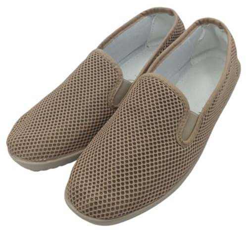 Zapatillas de Casa Mujer Verano - Zapatillas Cómodas Respirables - Zapatos Rejilla - Cuña Punta Cerrada Multicolor - Suela Caucho (BEIGE CUÑA, Sistema tallas calzado EU, Adulto, Números, mediano, 38)