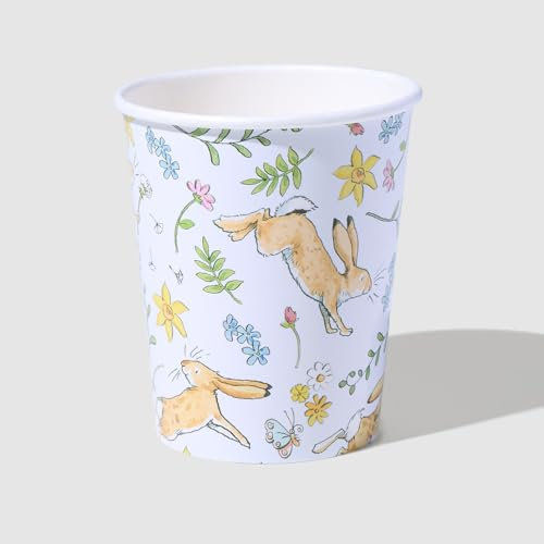 Coterie Guess How Much I love You Blue Cups (Set of 10) - Decorative & Durable Paper Cups with Bunny Rabbit Design for Birthday Party, Baby Shower, Tea Party, and More Gatherings | 9oz Paper Cups