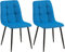 CLP 2er Set Esszimmerstuhl Tilde, Küchenstühle gepolstert mit gestepptem Bezug, Polsterstühle mit Metallgestell, bis 150 kg belastbar, Farbe:hellblau, Material:Stoff