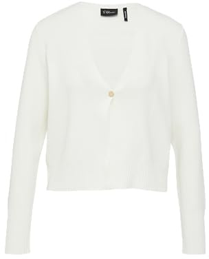 s.Oliver BLACK LABEL Kurzer Feinstrick-Cardigan aus Viskosemix mit Knopf Ecru 48