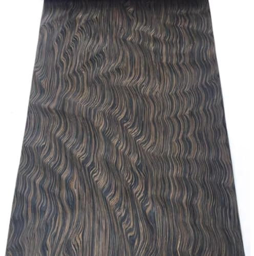 Feuille de placage en ébène ondulée de 0,3 mm d'épaisseur, 2,5 x 0,53 m – Idéal pour la décoration d'intérieur, mur, porte d'armoire, meubles, haut-parleurs et décoration d'intérieur de voiture