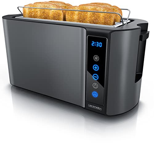 Arendo 4-Slice Long-Slot Toaster 1500 W, Touchscreen, 2 long slots cool touch Toaster Double-Walled Housing, Pastry Warmer 7 Browning Levels Automatic Centering Remaining Time Display Memory Function