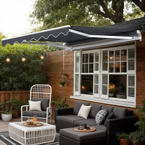 Alpstorm Gelenkarmmarkise Markise 300x250cm Terrassenmarkise mit Handkurbel Wasserdichter Sonnenmarkise inkl. Wandhalterung Sonnenschutz für Garten Terrasse Außen,Anthrazit