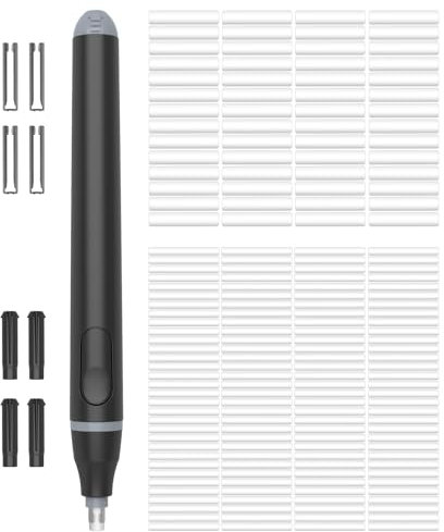 Cuteefun Electric Eraser, Electric Rubber with 220 Eraser Refills, 2 Sizes, Battery Operated, Automatic Pencil Rubber for Drawing, Ideal for Artists, Students, Sketch, Engineers, Black