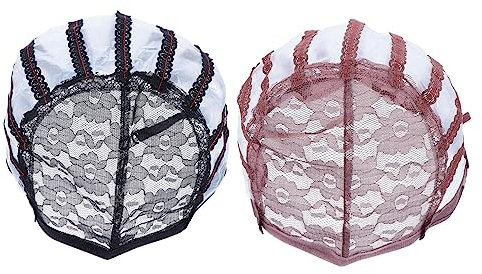 VALICLUD 2stücke Elastische Perückenkappe Aus Atmungsaktivem Mesh Mit Spitzenbesatz Leichtes Haarnetz Für Perücken Verstellbare Komfortable Netzhaube Für Langes Und Kurzes Haar