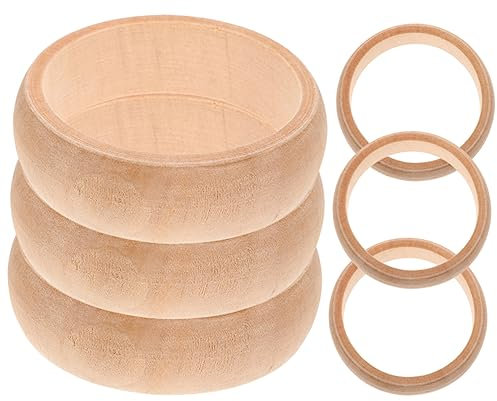 DOITOOL 6 Stück Holzarmband Klein Für Kreisförmige Kunstarmbänder Runder Holzarmreif Bastelzubehör Holzarmband Manschette Selbstbemalte Armbänder Eukalyptus