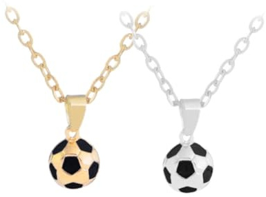 Garneck 2 Stück Stylische Fußball Halskette für Männer Kreatives Fußballform Pendant Gold Silber für Besondere Anlässe und Fußballfans