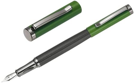 PATIKIL Fountain Pen Medium Nib, Metal Fountain Pen Barrel Handcrafted Pen for Professional Office Journaling Gifts, Green
