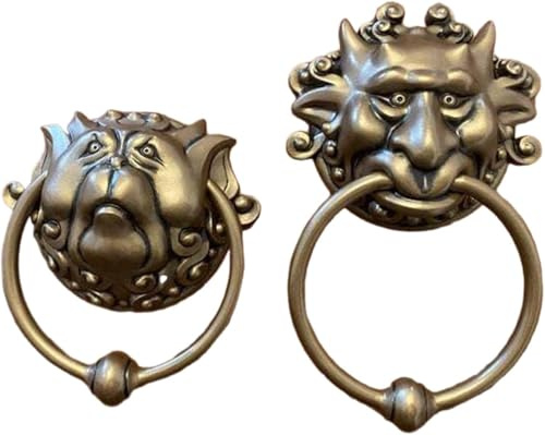 STCCNB 3D Labyrinth Front Door Knocker, Barn Shed Doors, Antique Bronze Handle Knobs, Whimsical Door Sculpture for Outdoor, Wall Hangings Statue for Housewarming Gift, Copper