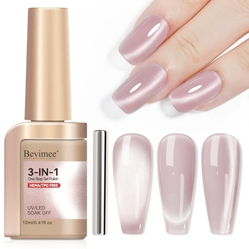 Bevimee Cat Eye Gel Nail Polish Magnetic Catseye Nails 1 Step Gel Nude