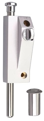 dingchi Heavy Duty Concealed Door Latch for Sliding Patio Doors, Metal Construction, Silver, Modern Style, Keyless Auxiliary Security Lock with Mounting Screws