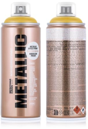Montana Metallic Spray 400ml - Brillante Effektlack‑Sprühfarbe für zahlreiche Oberflächen - (Gold Metallic EMC1050)
