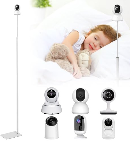 Yalanyvera Babyphone-Halterung, 160 cm Hoch, Flexible Bodenhalterung mit 1/4-Gewinde, Kompatibel mit Den meisten Überwachungskameras (weiß)