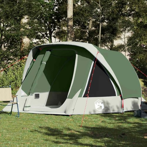 Owoxanthellate Familienzelt 6 Personen Grün 360x298x182 cm Kabine Ultraleicht Campingzelt mit 3 Fenstern und Regendach Robustes Polyester für Outdooraktivitäten Strand und Festivals