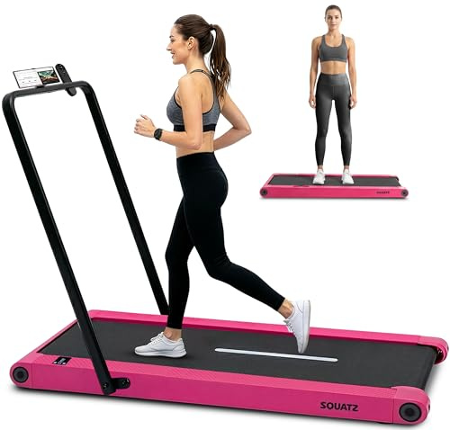 Squatz Tapis Roulant Pieghevole 2-in-1 con Pedana Vibrante, Walking Pad Salvaspazio, Display LED, Supporto Tablet, Telecomando, Motore Silenzioso 750W per Casa e Ufficio