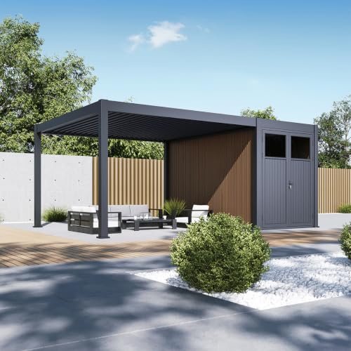 Weide Anbau-Gartenhaus | Robuste Pergola-Erweiterung aus WPC & Alu | Wetterfester Geräteschuppen
