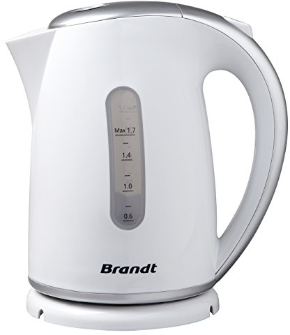 BRANDT - BO1705S - Bouilloire plastique - 1,7L - socle 360° - Résistance cachée - Blanc et silver