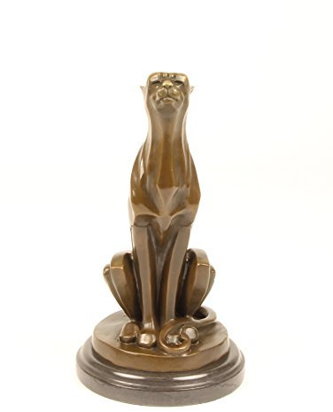 Decoratie Bronzefigur Skulptur Motiv: Gepard auf Sockel Bronze Höhe 29,7cm