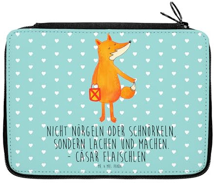 Mr. & Mrs. Panda Federmappe Fuchs Laterne - Geschenk, Sankt Martin, Spruch trösten, Federmäppchen Bedruckt, Stiftetasche, Bestückte Federmappe,