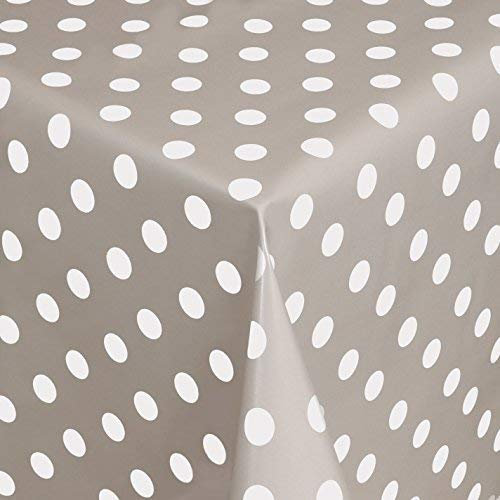 KEVKUS Wachstuch Tischdecke Rolle Rollenware Punkte grau Polka Dots gepunktet 01150-07 (20 m x 140 cm)