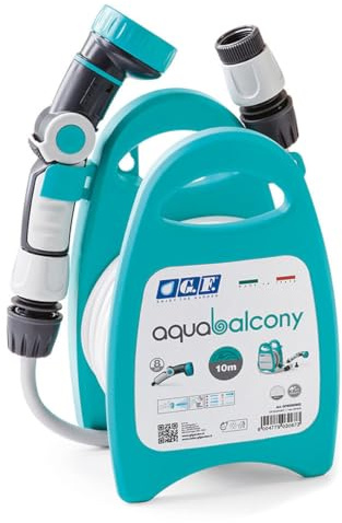 G.F. Srl Aqua Balcony Schlauchtrommel mit 10 m Schlauch, aquamarin
