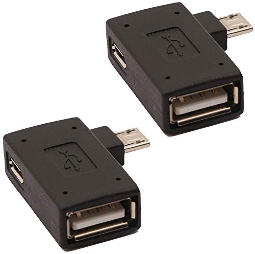 AuviPal 2-in-1 Powered Micro USB OTG Adapter with Power Port for Fire Stick 4K, S/NES Classic Mini, Sega Genesis and More - 2 Pack