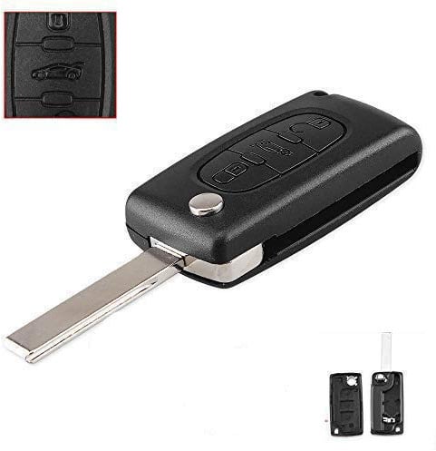 Funkschlüssel-Gehäuse für Peugeot Citroen HU83 Blade 536 Batteriehalter 3B | Für Peugeot 207 307 308 407 607 807, Für Citroen C2 C3 C4 C5 C6, Klapp-Autoschlüsselgehäuse, 3 Tasten