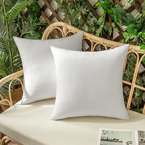 Woaboy 2er Set Outdoor Kissenbezüge Wasserfeste Kissen Wasserdicht Kissenhülle Dekohülle Sofakissen Moderne Couchkissen für Draußer Sofa Balkon Terrasse Garten 40 x 40 cm Weiß