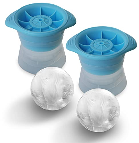 LINGLAN - Set di 2 stampi per ghiaccio a forma di sfera, 6 cm（Blu）