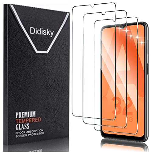 Didisky Lot de 3 Protecteur Verre Trempé pour Samsung Galaxy A32 5G, Film Protection écran, résistance aux Rayures, dureté 9H, Pas de Bulles, Haute définition