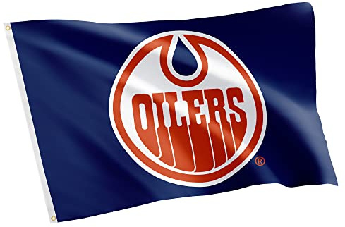 Edmonton Oilers Team NHL National Hockey League Flagge 100% Polyester für drinnen und draußen, 91 x 152 cm (Vintage-Flagge Nr. 1)
