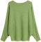 GXIN Maglia da Donna Fuori Spalla Manica a Pipistrello Pullover Sciolto Maglione Casual Top Maglione Oversize in Maglia Calda (Verde Mela)