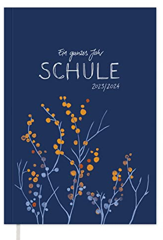 Eine der Guten Lehrerkalender 2025/2026, A4 Lehrerplaner, 1 Doppelseite pro Woche, Schuljahresplaner für Schuljahr 25/26, Softcover Blau mit Blumen, nachhaltig & klimaneutral