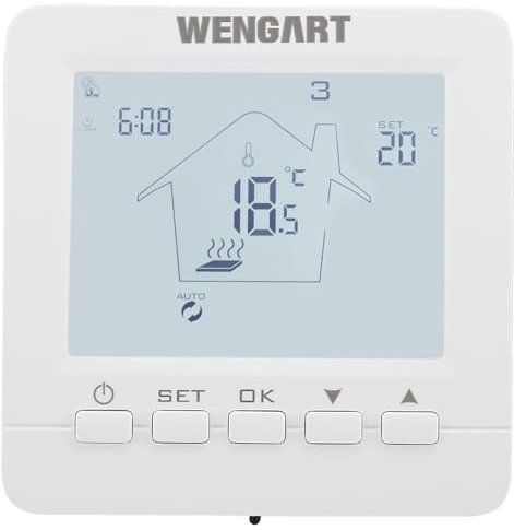 Wengart Termostato de programación semanal WG02B05,AC230V 3A para Sistemas de Calentamiento de Agua
