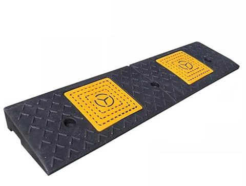 FWTXZTER Gummi-Kunststoff Rampe, 100x25x5cm rutschfeste Bordsteinrampe, Auffahrrampe Bürgersteig Schwerlast Schwellenrampe Rollstuhlrampe für Caravan Cars Autos Motorrad Rollstuhl Fahrzeuge Scooter