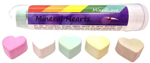 Schmitt Aquaristik Mineral Hearts Mixed Love - Garnelen & Schnecken Futter - 10 Stück - Mineralien Aufbereiter - Urlaubsfutter