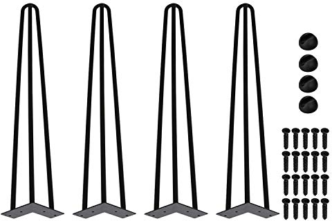 Ikodm 4er Set Hairpin Legs 45CM Haarnadel Tischbeine Tischkufen Esstisch mit Dreifachstab Freie Bodenschoner und Schrauben Verfügbar in Höhe von 15cm-72cm
