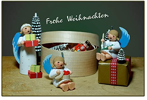 Rudolphs Schatzkiste Postkarte Engel Frohe Weihnachten BxH 16x11cm NEU Bildpostkarte Erzgebirgsmotiv